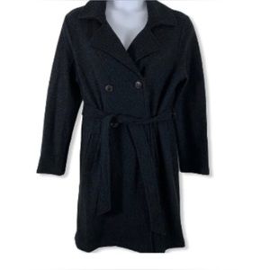 Nanette Lepore Black Double Breasted Wool Blend Trench Coat/Jacket Size M